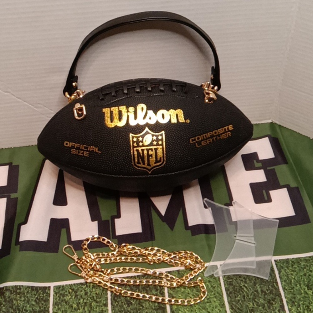 LIMITED EDITION Black and Gold Leather Football Bag π - Picture 8 of 17